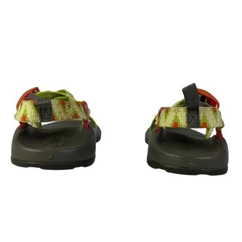 Chaco Z/2 EcoTread Sandals Youth 2 Green Multi Adjustable Strap Toe Loop Hiking‎